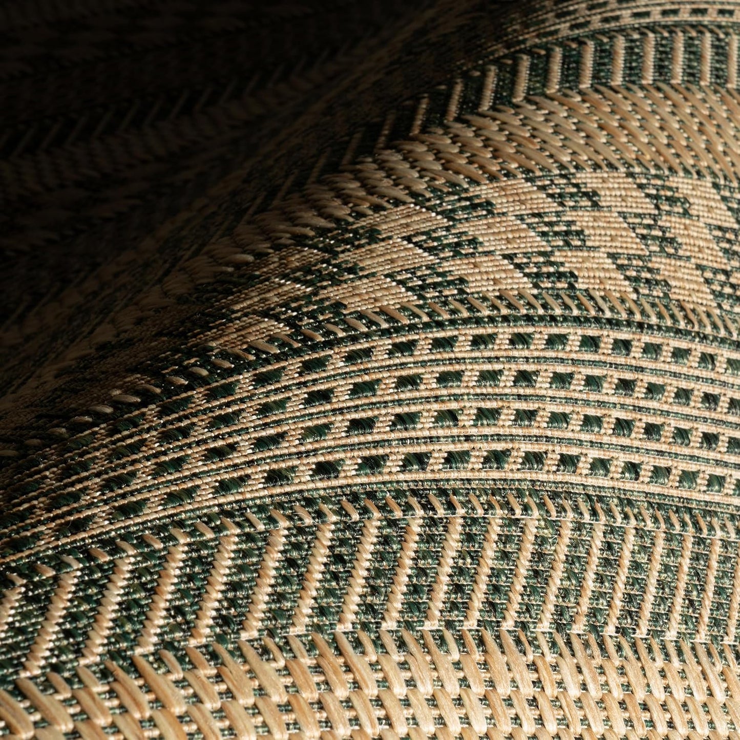 Vail Striped 9' X 12' Indoor/Outdoor Area Rug for Living Room Patio Deck Front Porch, Green