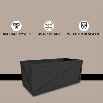 Bonsai 13 In. High Fiberstone Rectangular Planter Weather-Resistant Indoor and Outdoor Decorative Pot 30 in Wide, Black