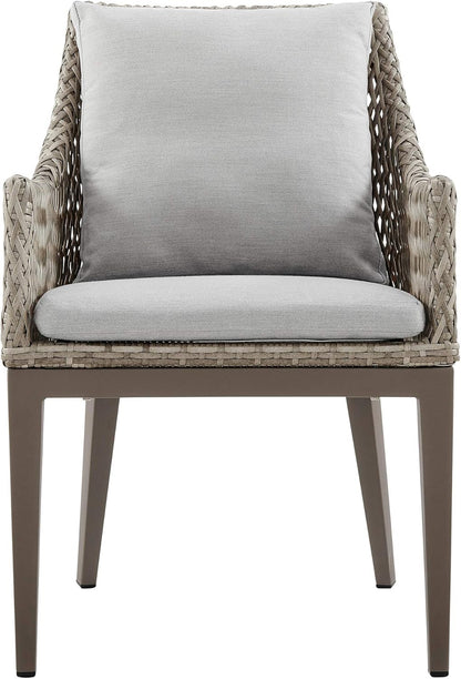 Grenada 5 Piece Grey Aluminum Outdoor Dining Set with Grey Fabric