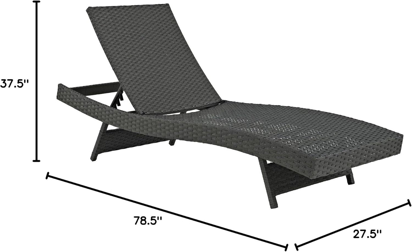 Sojourn Wicker Rattan Outdoor Patio Sunbrella Fabric Chaise Lounge in Antique Canvas Beige
