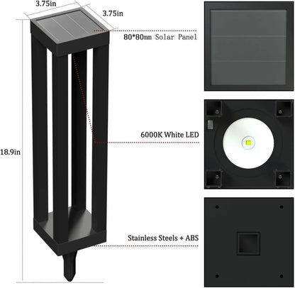 Solar Powered Outdoor Floor Lamp, Stainless Steel Solar Street Lights, Solar Floor Lamp Waterproof Deck Lights for Garden, Yard, Pathway, Porch